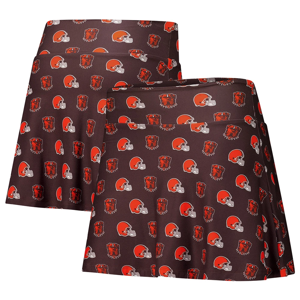 Jupe-short de nuit en tricot à imprimé intégral Cleveland Browns Record pour femme Concepts Sport Brown