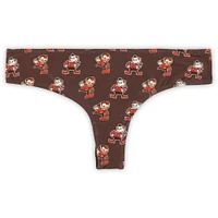 Women's Concepts Sport Brown Cleveland Browns Record Allover Print Knit Thong