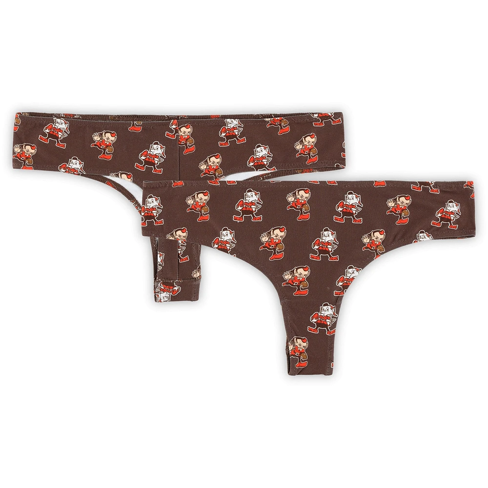 Women's Concepts Sport Brown Cleveland Browns Record Allover Print Knit Thong