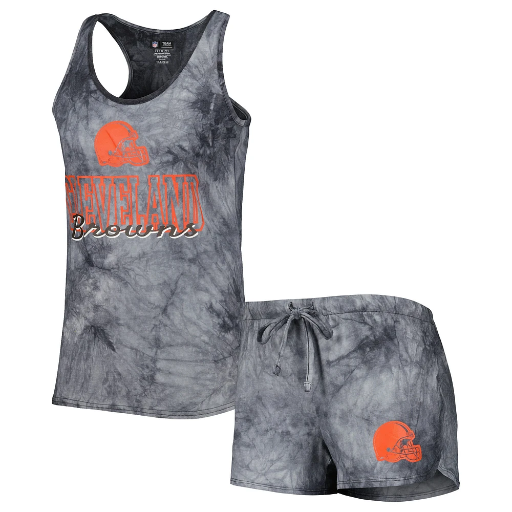 Women's Concepts Sport Charcoal Cleveland Browns Billboard Scoop Neck Racerback Tank and Shorts Sleep Set