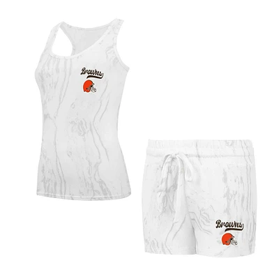 Ensemble de nuit pour femmes Concepts Sport Cleveland Browns Quartz Hacci Knit Débardeur et short