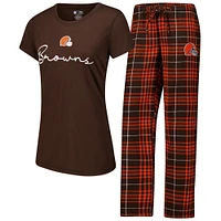 Ensemble de nuit pour femme avec t-shirt et pantalon en flanelle Cleveland Browns Vector Concepts Sport