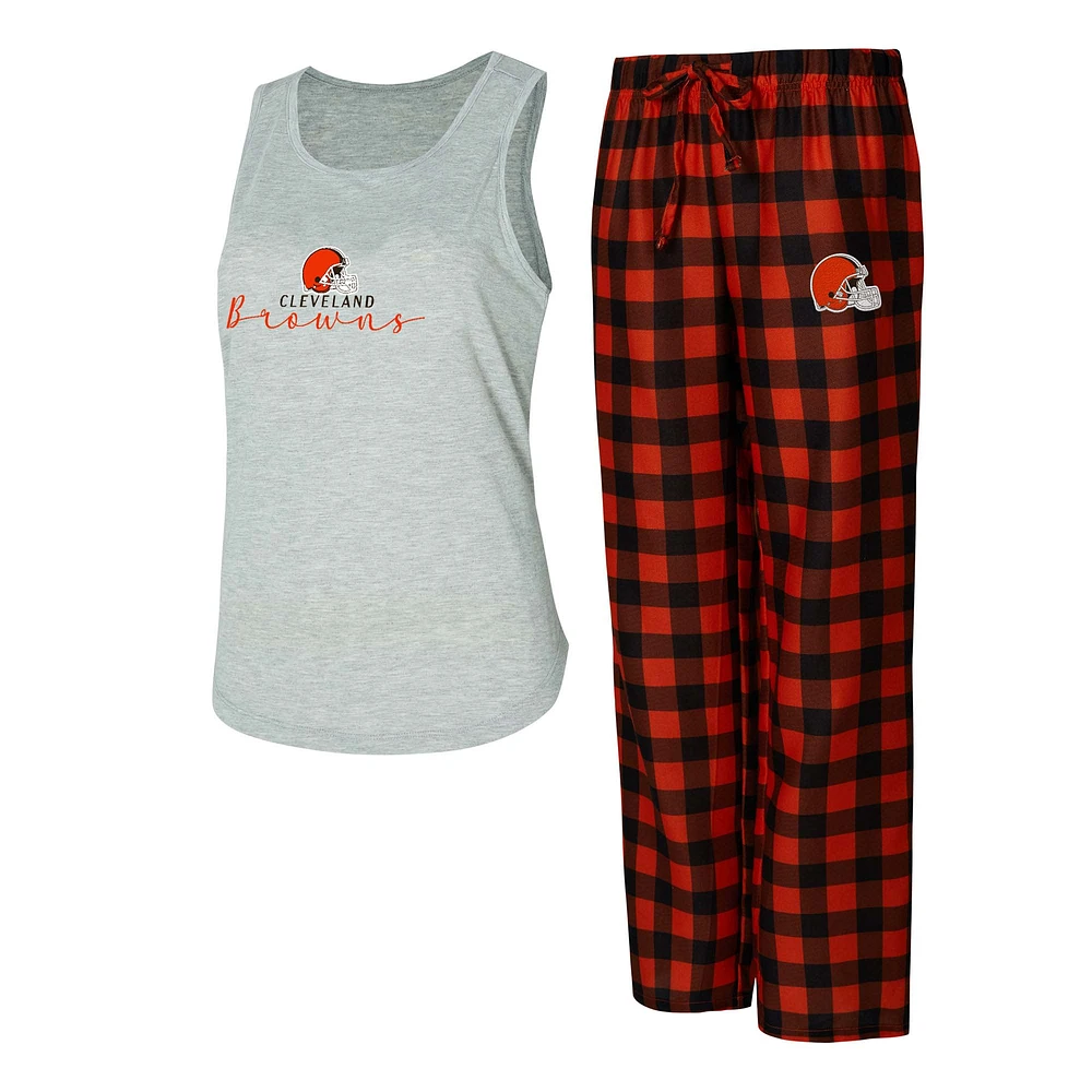 Women's Concepts Sport Gray/Brown Cleveland Browns Petition Tank Top and Pants Sleep Set