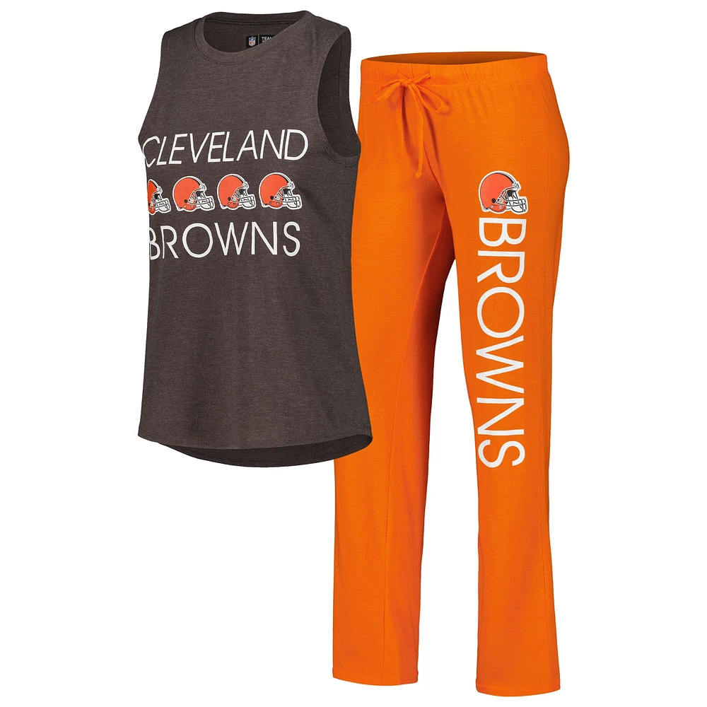 Concepts Sport Orange/Marron Cleveland Browns Muscle Débardeur et Pantalon Ensemble de Nuit