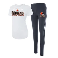 Concepts Sport - Ensemble t-shirt et legging Sonata des Cleveland Browns pour femme, blanc/anthracite