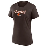 Women's Fanatics  Brown/Heather Charcoal Cleveland Browns Script T-Shirt & Shorts Lounge Set