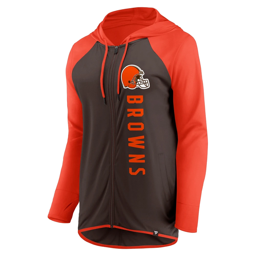 Sweat à capuche entièrement zippé pour femmes Fanatics marron/orange Cleveland Browns Forever Fan