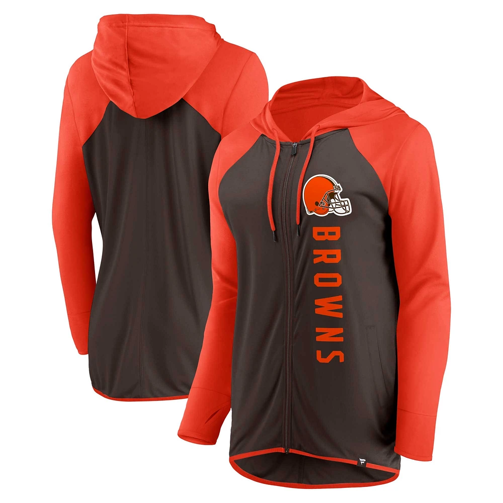 Women's Fanatics Brown/Orange Cleveland Browns Forever Fan Full-Zip Hoodie