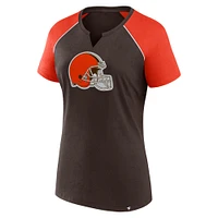 T-shirt raglan pailleté marron/orange pour femme Fanatics Cleveland Browns