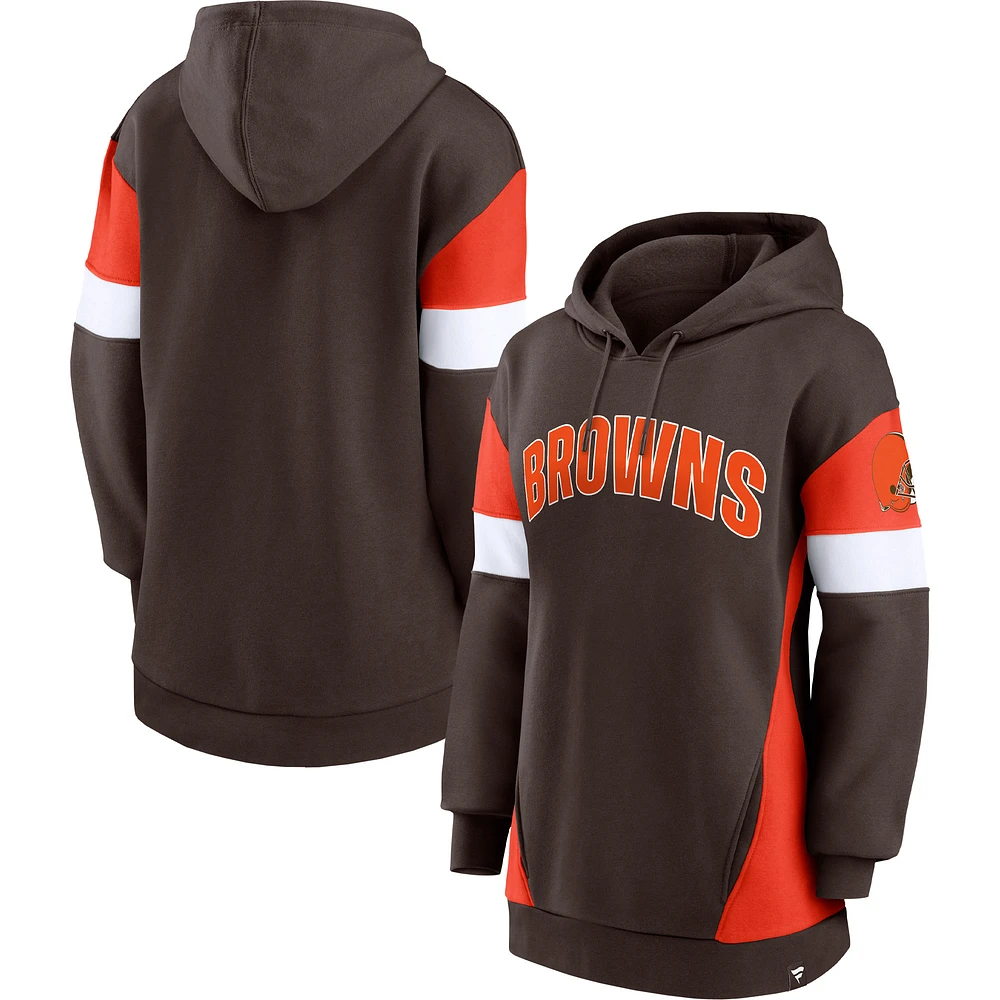 Sweat à capuche Fanatics pour femmes marron/orange Cleveland Browns Lock It Down