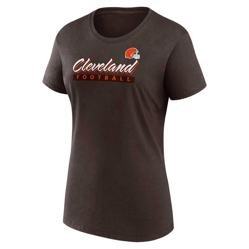 Ensemble de deux t-shirts Fanatics marron/blanc pour femmes Cleveland Browns Risk