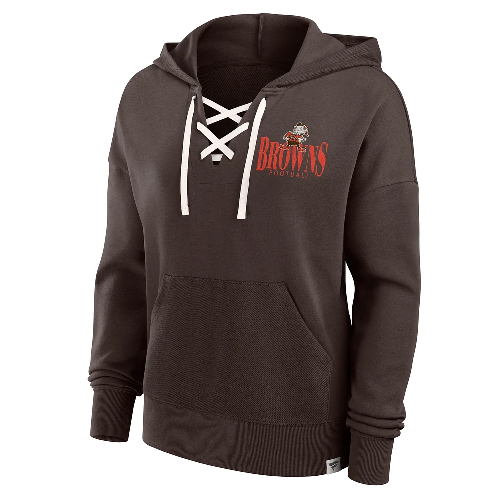 Women's Fanatics Brown Cleveland Browns Blitz Left Lace-Up Pullover Hoodie