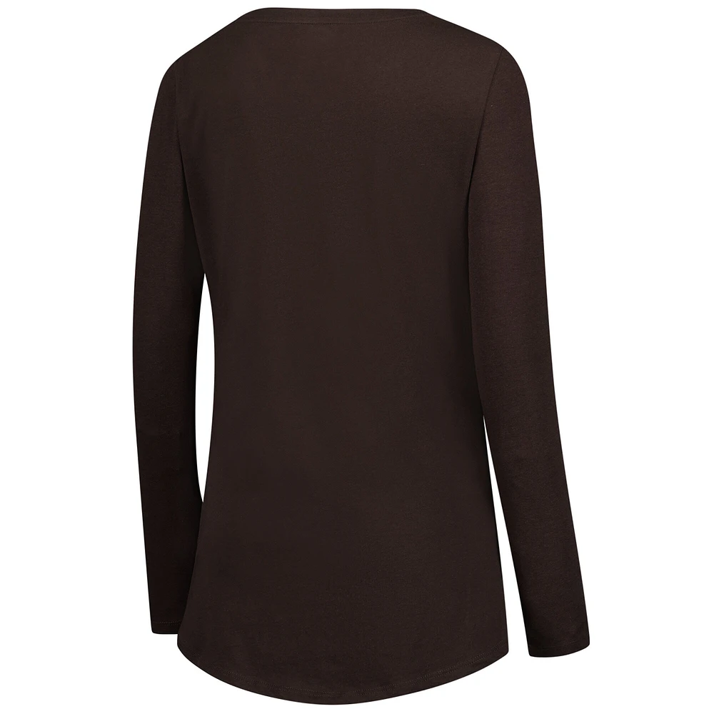 T-shirt à manches longues Fanatics Brown pour femme avec motif pom-pom girl des Cleveland Browns