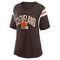 T-shirt marron fanatiques pour femmes Cleveland Browns Earned Stripes