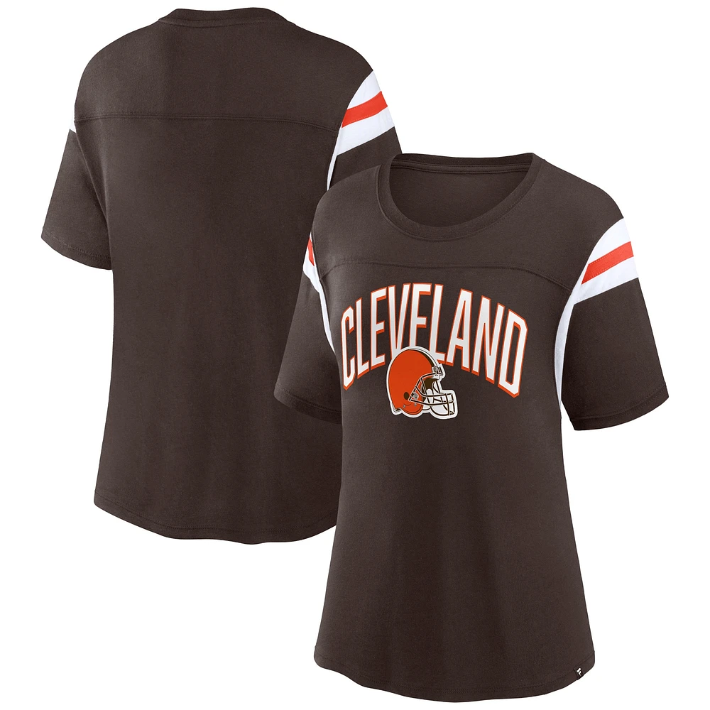 T-shirt marron fanatiques pour femmes Cleveland Browns Earned Stripes