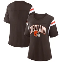 T-shirt marron fanatiques pour femmes Cleveland Browns Earned Stripes