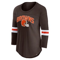 T-shirt à manches 3/4 avec logo en arche de la première équipe des Cleveland Browns Fanatics pour femmes