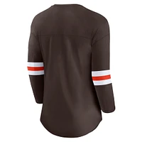 T-shirt à manches 3/4 avec logo en arche de la première équipe des Cleveland Browns Fanatics pour femmes