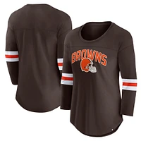 T-shirt à manches 3/4 avec logo en arche de la première équipe des Cleveland Browns Fanatics pour femmes