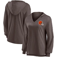 Sweat à capuche col en V Fanatics pour femmes marron Cleveland Browns Jumper