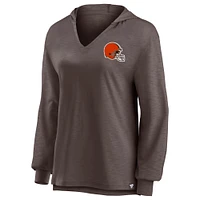 Sweat à capuche col en V Fanatics pour femmes marron Cleveland Browns Jumper