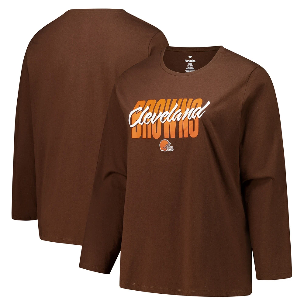 T-shirt à manches longues et col rond Fanatics Brown Cleveland Browns pour femme