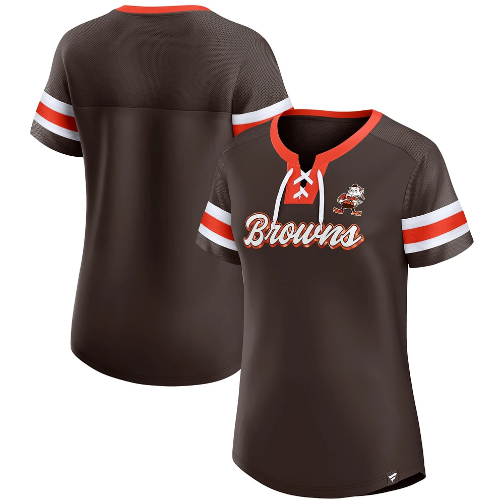 T-shirt à lacets Fanatics marron Cleveland Browns Original State pour femmes