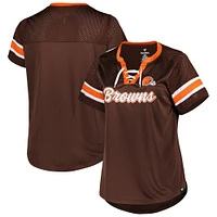 T-shirt à lacets taille plus Original State des Cleveland Browns Fanatics pour femmes marron