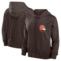 Women's Fanatics Brown Cleveland Browns Script Lock Full-Zip Hoodie