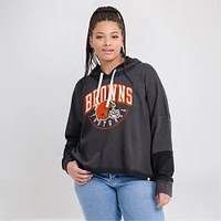 Women's Fanatics Charcoal Cleveland Browns Lightewight Modest Crop Lounge Helmet Arch Pullover Hoodie