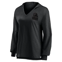 Women's Fanatics  Cleveland Browns Blackout Slub Hoodie V-Neck Long Sleeve T-Shirt