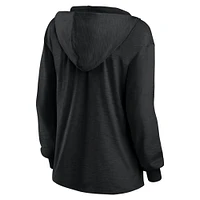 Women's Fanatics  Cleveland Browns Blackout Slub Hoodie V-Neck Long Sleeve T-Shirt
