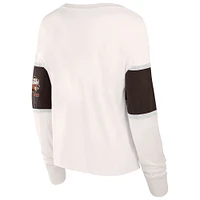 Women's Fanatics Cream Cleveland Browns Antique Block Long Sleeve T-Shirt