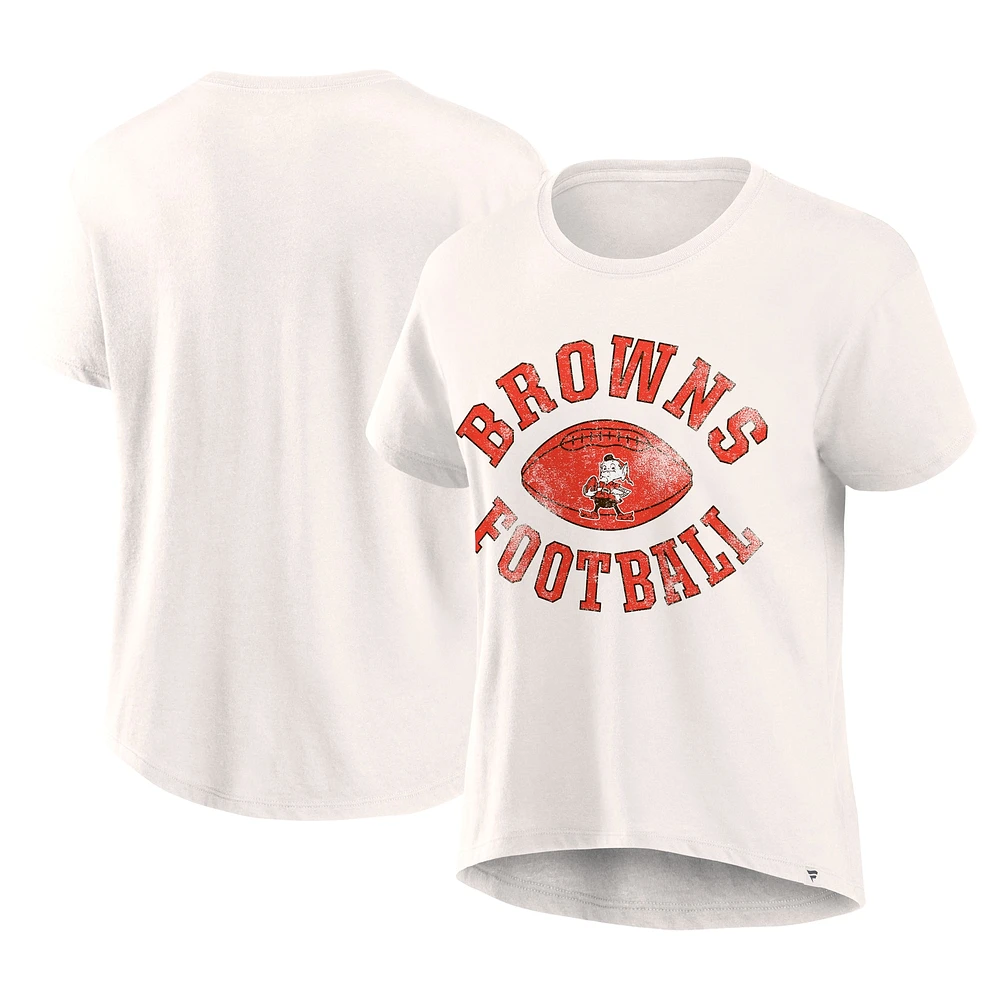 Women's Fanatics Cream Cleveland Browns Football Home Fashion T-Shirt