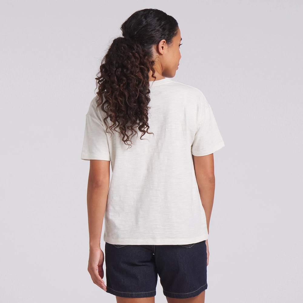 T-shirt boxy flammé Fanatics crème pour femme des Cleveland Browns, motif Trick Play
