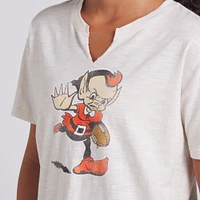T-shirt boxy flammé Fanatics crème pour femme des Cleveland Browns, motif Trick Play