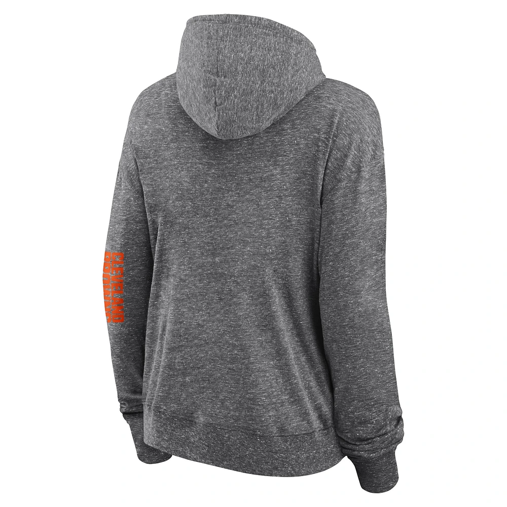 Sweat à capuche léger entièrement zippé pour femmes Fanatics Heather Charcoal Cleveland Browns Opening Coin Flip