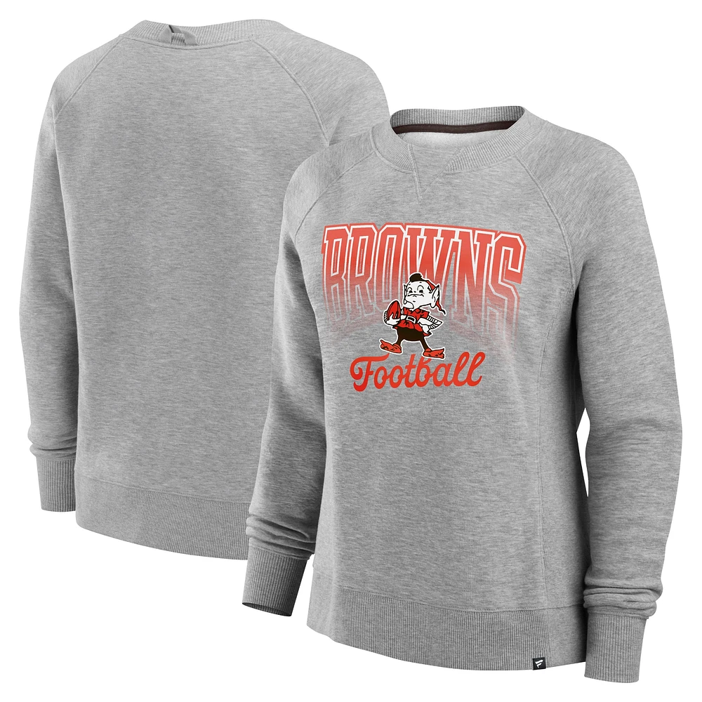 Women's Fanatics Heather Gray Cleveland Browns Hit Hard Fleece Pullover Sweatshirt