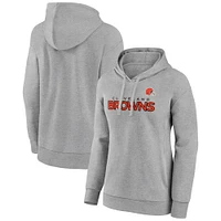 Women's Fanatics Heather Gray Cleveland Browns Iconic Cotton Fleece Checklist Pullover Hoodie