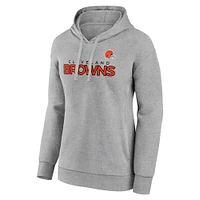 Women's Fanatics Heather Gray Cleveland Browns Iconic Cotton Fleece Checklist Pullover Hoodie