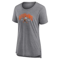 Women's Fanatics Heathered Gray Cleveland Browns Drop Back Modern T-Shirt