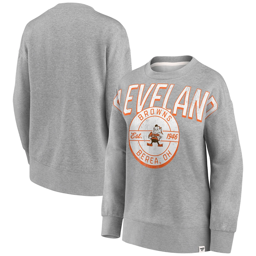 Fanatics pour femmes gris chiné Cleveland Browns Jump Distribution - Chandail à enfiler