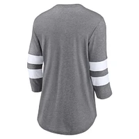 Women's Fanatics Heathered Gray Cleveland Browns Primary Logo 3/4 Sleeve Scoop Neck T-Shirt