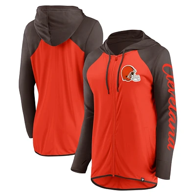 Sweat à capuche zippé orange/marron pour femme Fanatics Cleveland Browns