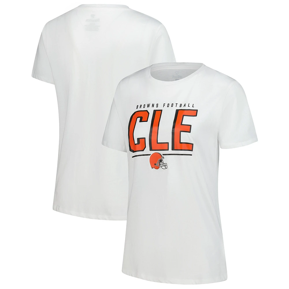 T-shirt blanc fanatique pour femme des Cleveland Browns pom-pom girls