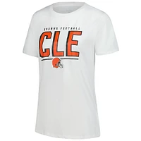T-shirt blanc fanatique pour femme des Cleveland Browns pom-pom girls