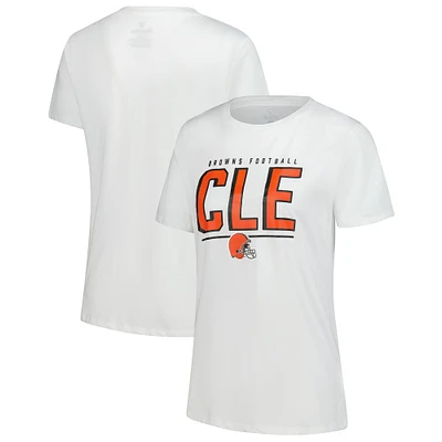 T-shirt blanc fanatique pour femme des Cleveland Browns pom-pom girls