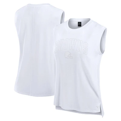 Débardeur de sport blanc Cleveland Browns Studio Fanatics pour femmes