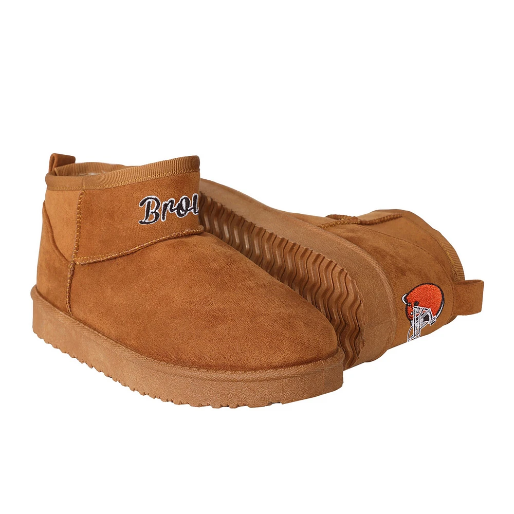 FOCO Brown Cleveland Browns Team Logo Fuzzy Fan Bottes pour femmes