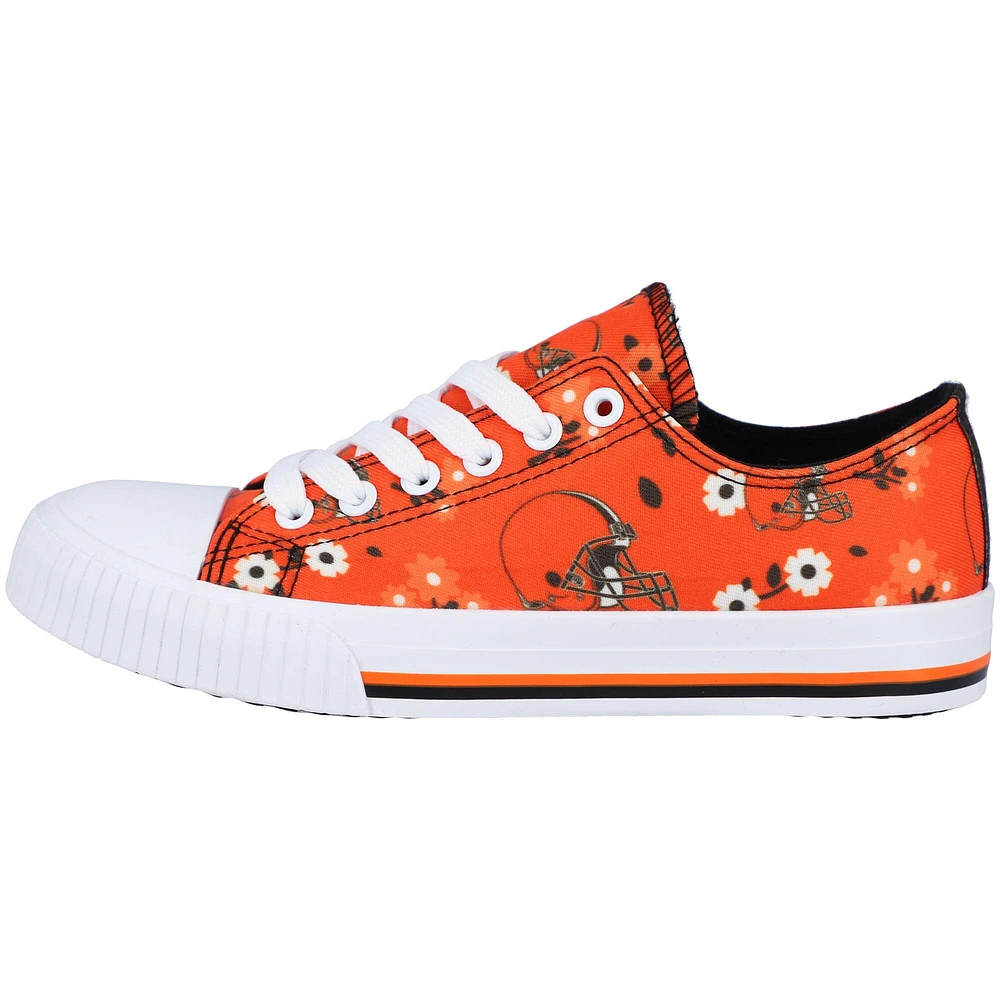 Femmes FOCO Orange Cleveland Browns Fleur Toile Allover Chaussures